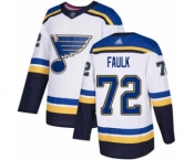 Men's Blues #72 Justin Faulk White Road Authentic Stitched Hockey Jersey