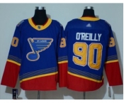 Men's Blues #90 Ryan O'Reilly Blue Red Authentic 2019 Heritage Stitched Hockey Jersey