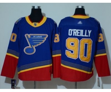 Men's Blues #90 Ryan O'Reilly Blue Red Authentic 2019 Heritage Stitched Hockey Jersey