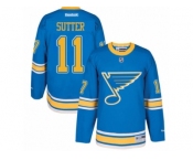 Men's Reebok St. Louis Blues #11 Brian Sutter Authentic Blue 2017 Winter Classic NHL Jersey