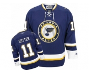 Men's Reebok St. Louis Blues #11 Brian Sutter Premier Navy Blue Third NHL Jersey