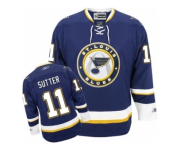 Men's Reebok St. Louis Blues #11 Brian Sutter Premier Navy Blue Third NHL Jersey