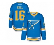 Men's Reebok St. Louis Blues #16 Brett Hull Authentic Blue 2017 Winter Classic NHL Jersey