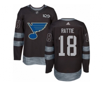 Men's Reebok St. Louis Blues #18 Ty Rattie Authentic Black 1917-2017 100th Anniversary NHL Jersey