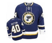 Men's Reebok St. Louis Blues #40 Carter Hutton Authentic Navy Blue Third NHL Jersey