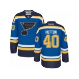 Men's Reebok St. Louis Blues #40 Carter Hutton Authentic Royal Blue Home NHL Jersey