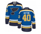 Men's Reebok St. Louis Blues #40 Carter Hutton Authentic Royal Blue Home NHL Jersey