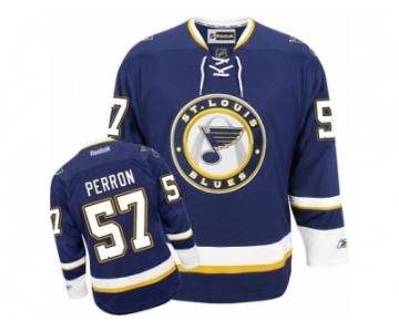 Men's Reebok St. Louis Blues #57 David Perron Authentic Navy Blue Third NHL Jersey