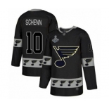 Men's St. Louis Blues #10 Brayden Schenn Authentic Black Team Logo Fashion 2019 Stanley Cup Champions Hockey Jersey