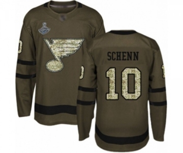 Men's St. Louis Blues #10 Brayden Schenn Authentic Green Salute to Service 2019 Stanley Cup Champions Hockey Jersey