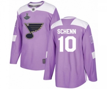 Men's St. Louis Blues #10 Brayden Schenn Authentic Purple Fights Cancer Practice 2019 Stanley Cup Champions Hockey Jersey