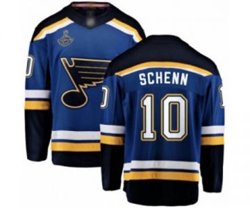 Men's St. Louis Blues #10 Brayden Schenn Fanatics Branded Royal Blue Home Breakaway 2019 Stanley Cup Champions Hockey Jersey