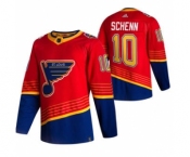 Men's St. Louis Blues #10 Brayden Schenn Red 2020-21 Reverse Retro Alternate Hockey Jersey