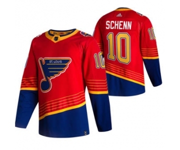 Men's St. Louis Blues #10 Brayden Schenn Red 2020-21 Reverse Retro Alternate Hockey Jersey