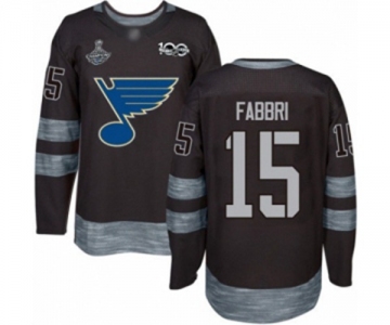 Men's St. Louis Blues #15 Robby Fabbri Authentic Black 1917-2017 100th Anniversary 2019 Stanley Cup Champions Hockey Jersey