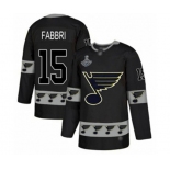 Men's St. Louis Blues #15 Robby Fabbri Authentic Black Team Logo Fashion 2019 Stanley Cup Champions Hockey Jersey