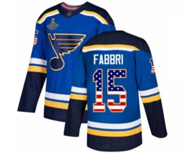 Men's St. Louis Blues #15 Robby Fabbri Authentic Blue USA Flag Fashion 2019 Stanley Cup Champions Hockey Jersey