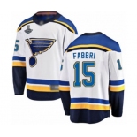 Men's St. Louis Blues #15 Robby Fabbri Fanatics Branded White Away Breakaway 2019 Stanley Cup Champions Hockey Jersey