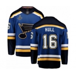 Men's St. Louis Blues #16 Brett Hull Fanatics Branded Royal Blue Home Breakaway 2019 Stanley Cup Champions Hockey Jersey