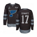 Men's St. Louis Blues #17 Jaden Schwartz Authentic Black 1917-2017 100th Anniversary 2019 Stanley Cup Champions Hockey Jersey