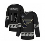 Men's St. Louis Blues #17 Jaden Schwartz Authentic Black Team Logo Fashion 2019 Stanley Cup Champions Hockey Jersey