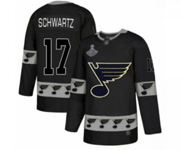 Men's St. Louis Blues #17 Jaden Schwartz Authentic Black Team Logo Fashion 2019 Stanley Cup Champions Hockey Jersey