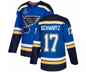 Men's St. Louis Blues #17 Jaden Schwartz Authentic Royal Blue Home 2019 Stanley Cup Champions Hockey Jersey