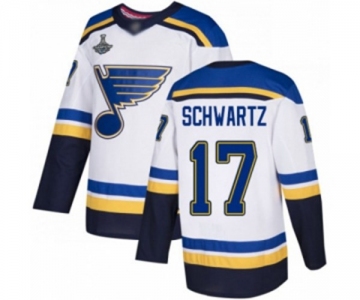 Men's St. Louis Blues #17 Jaden Schwartz Authentic White Away 2019 Stanley Cup Champions Hockey Jersey