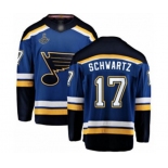 Men's St. Louis Blues #17 Jaden Schwartz Fanatics Branded Royal Blue Home Breakaway 2019 Stanley Cup Champions Hockey Jersey