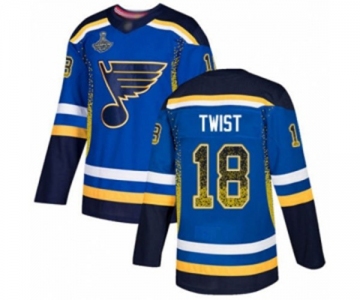 Men's St. Louis Blues #18 Tony Twist Authentic Blue Drift Fashion 2019 Stanley Cup Champions Hockey Jersey