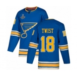 Men's St. Louis Blues #18 Tony Twist Authentic Navy Blue Alternate 2019 Stanley Cup Champions Hockey Jersey