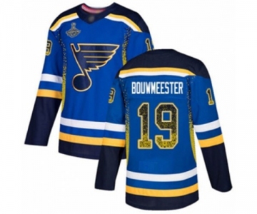 Men's St. Louis Blues #19 Jay Bouwmeester Authentic Blue Drift Fashion 2019 Stanley Cup Champions Hockey Jersey