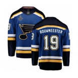 Men's St. Louis Blues #19 Jay Bouwmeester Fanatics Branded Royal Blue Home Breakaway 2019 Stanley Cup Champions Hockey Jersey