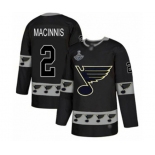 Men's St. Louis Blues #2 Al Macinnis Authentic Black Team Logo Fashion 2019 Stanley Cup Champions Hockey Jersey