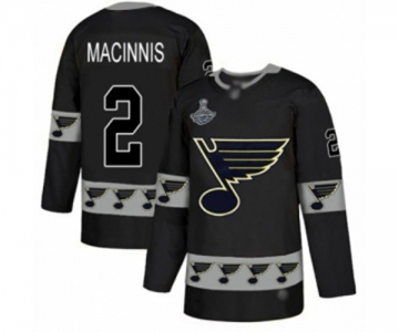 Men's St. Louis Blues #2 Al Macinnis Authentic Black Team Logo Fashion 2019 Stanley Cup Champions Hockey Jersey