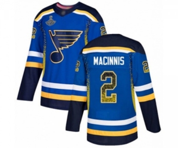 Men's St. Louis Blues #2 Al Macinnis Authentic Blue Drift Fashion 2019 Stanley Cup Champions Hockey Jersey