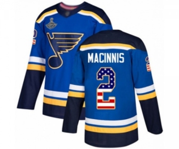 Men's St. Louis Blues #2 Al Macinnis Authentic Blue USA Flag Fashion 2019 Stanley Cup Champions Hockey Jersey