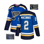 Men's St. Louis Blues #2 Al Macinnis Authentic Royal Blue Fashion Gold 2019 Stanley Cup Champions Hockey Jersey