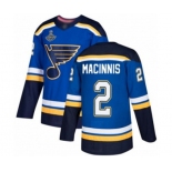 Men's St. Louis Blues #2 Al Macinnis Authentic Royal Blue Home 2019 Stanley Cup Champions Hockey Jersey