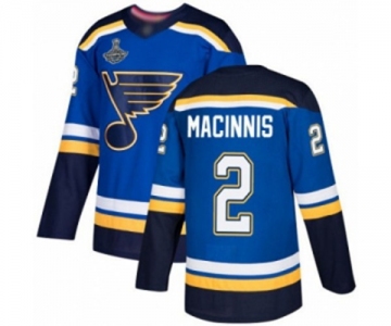 Men's St. Louis Blues #2 Al Macinnis Authentic Royal Blue Home 2019 Stanley Cup Champions Hockey Jersey