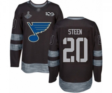 Men's St. Louis Blues #20 Alexander Steen Authentic Black 1917-2017 100th Anniversary 2019 Stanley Cup Champions Hockey Jersey