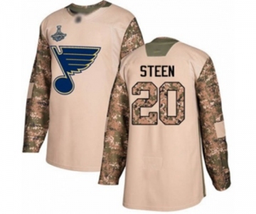 Men's St. Louis Blues #20 Alexander Steen Authentic Camo Veterans Day Practice 2019 Stanley Cup Champions Hockey Jersey