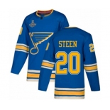 Men's St. Louis Blues #20 Alexander Steen Authentic Navy Blue Alternate 2019 Stanley Cup Champions Hockey Jersey