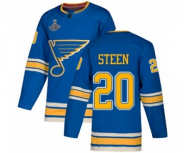 Men's St. Louis Blues #20 Alexander Steen Authentic Navy Blue Alternate 2019 Stanley Cup Champions Hockey Jersey