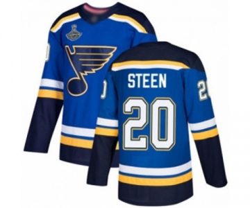 Men's St. Louis Blues #20 Alexander Steen Authentic Royal Blue Home 2019 Stanley Cup Champions Hockey Jersey