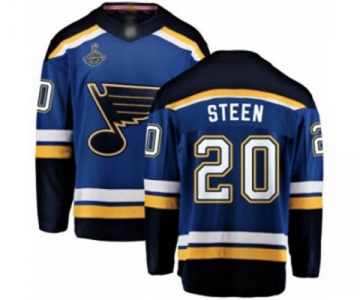 Men's St. Louis Blues #20 Alexander Steen Fanatics Branded Royal Blue Home Breakaway 2019 Stanley Cup Champions Hockey Jersey