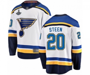 Men's St. Louis Blues #20 Alexander Steen Fanatics Branded White Away Breakaway 2019 Stanley Cup Champions Hockey Jersey