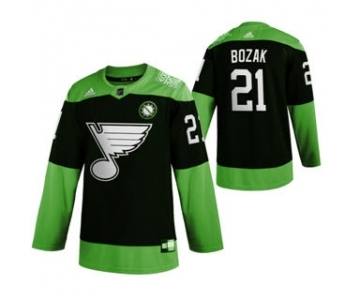 Men's St. Louis Blues #21 Tyler Bozak Green Hockey Fight nCoV Limited Hockey Jersey