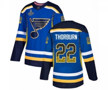 Men's St. Louis Blues #22 Chris Thorburn Authentic Blue Drift Fashion 2019 Stanley Cup Champions Hockey Jersey