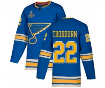 Men's St. Louis Blues #22 Chris Thorburn Authentic Navy Blue Alternate 2019 Stanley Cup Champions Hockey Jersey